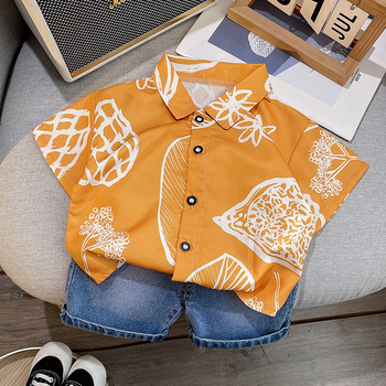 Dječji dvodijelni set: majica s kratkim rukavima s natpisom i hlače od pamuk-denima, 95% pamuk, unisex, ljeto 2024