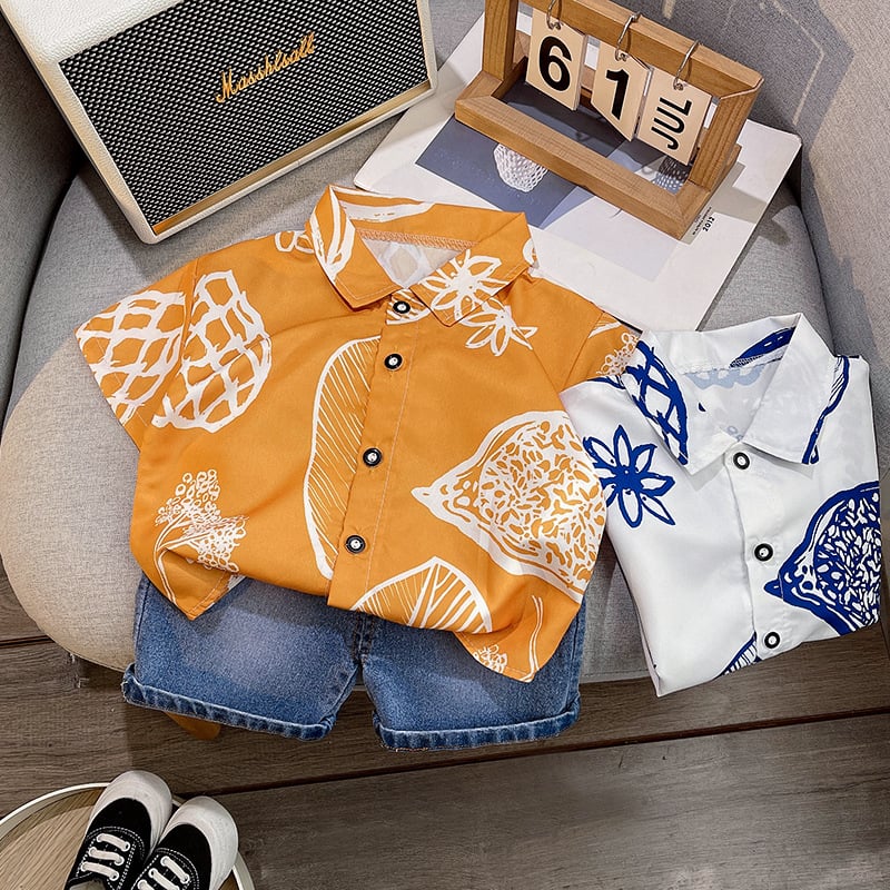 Dječji dvodijelni set: majica s kratkim rukavima s natpisom i hlače od pamuk-denima, 95% pamuk, unisex, ljeto 2024