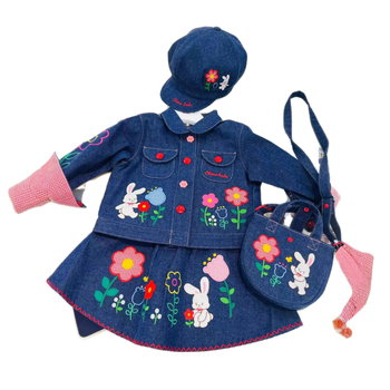 Dječji dvodjelni pamukasti set s motivom medvjedića i zeca, unisex, japanski stil, dugi rukavi