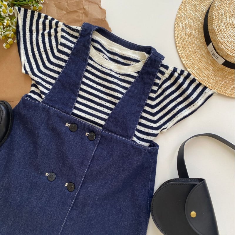 Детска памучна пола с презрамки, солиден модел, 100% памук, мека тъкан, А-линия