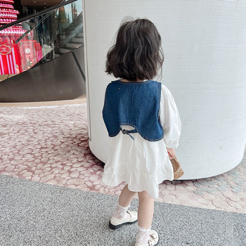 Детски комплект от две части: Corduroy жилетка и рокля за момичета, с презрамки, А-линий силует, едноцветен, 96–100% акрил, подплата от акрил, за новородени 0–12 месеца