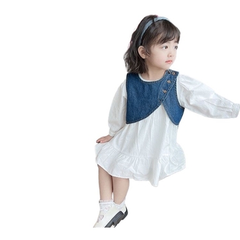 Детски комплект от две части: Corduroy жилетка и рокля за момичета, с презрамки, А-линий силует, едноцветен, 96–100% акрил, подплата от акрил, за новородени 0–12 месеца