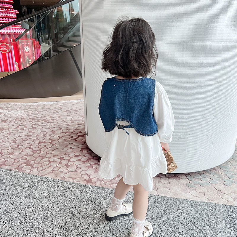 Детски комплект от две части: Corduroy жилетка и рокля за момичета, с презрамки, А-линий силует, едноцветен, 96–100% акрил, подплата от акрил, за новородени 0–12 месеца