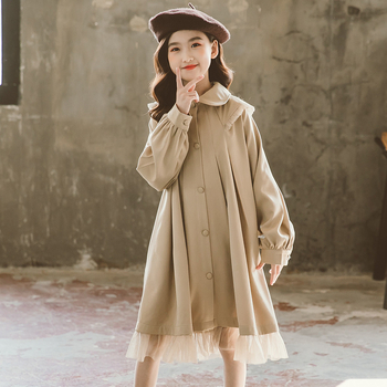 Детска рокля за момичета в корейски стил, дълги ръкави, А-линия, едноцветна, полиестер 90%