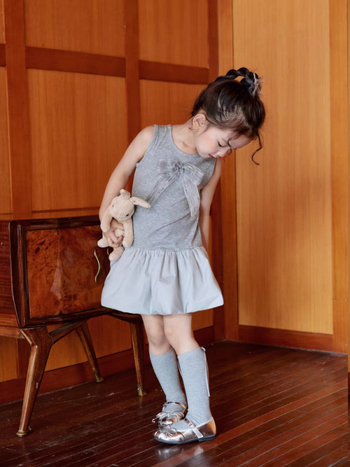 Детска безръкавна плетена памучна рокля с памучна подплата, мека обработка, едноцветна