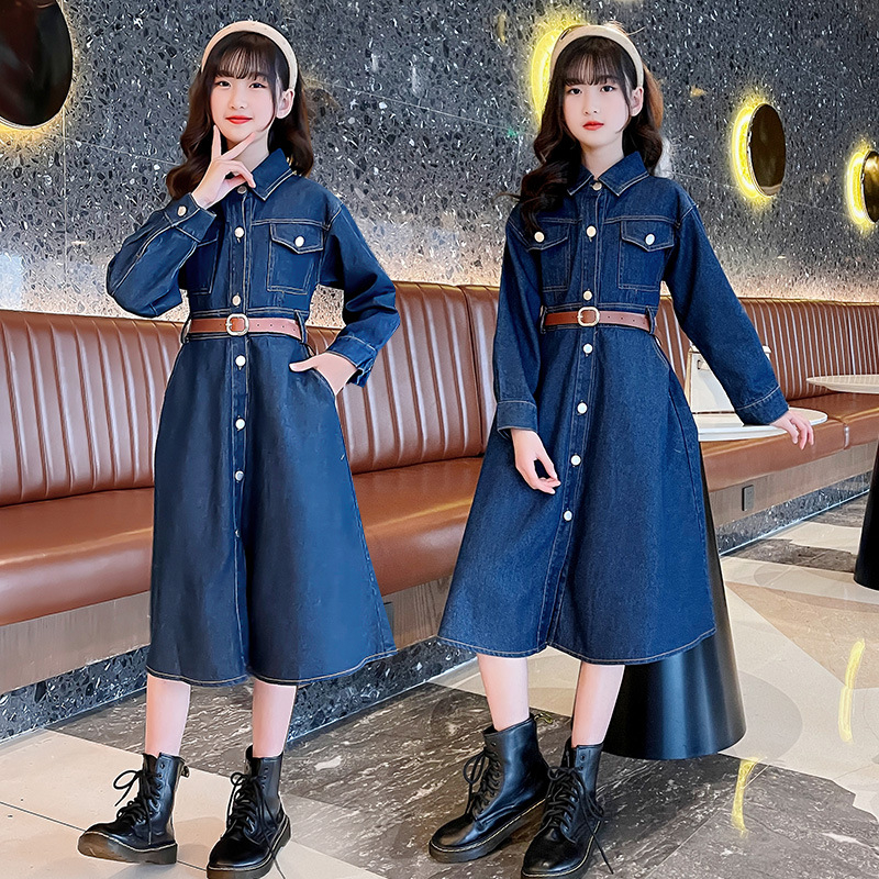 Детска рокля принцеса в Korean стил, дълги ръкави, памук 88%, за момичета над 8 години, пролетно‑есенна