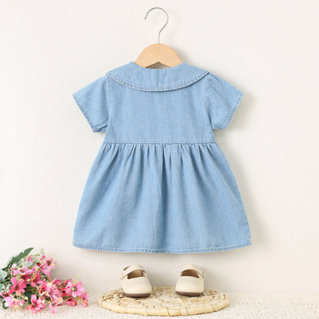 Lányoknak szóló hercegnő ruha pamutból, 50% pamut, egyszínű mintázat, 1–3 éves korosztálynak, tavasz–nyár