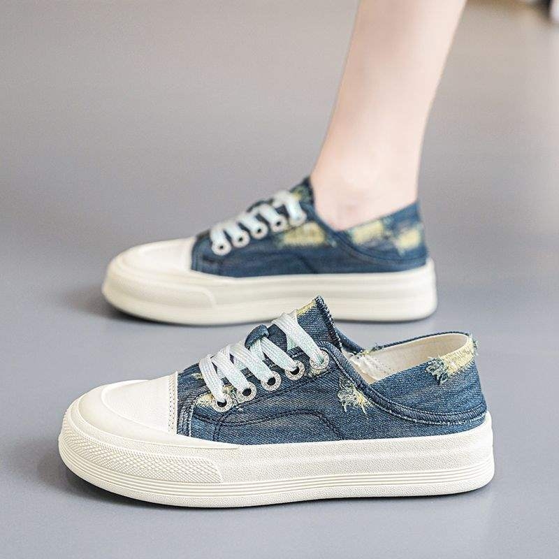Dailūs platninių batų moterims - Denim viršus, žemas profilis, guma padukas, PU įdėklas, 2024. m. pavasaris