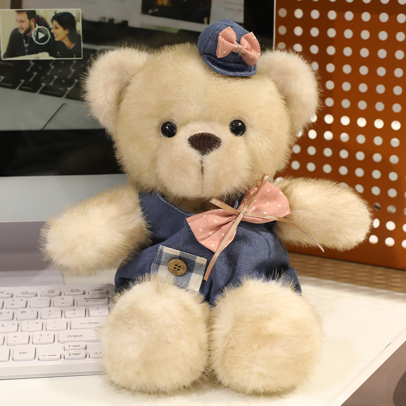 Мече плюшена кукла в рокля, PP памук за пълнеж, къс плюш, OEM персонализация на лого, подходящо за деца 7–14 години