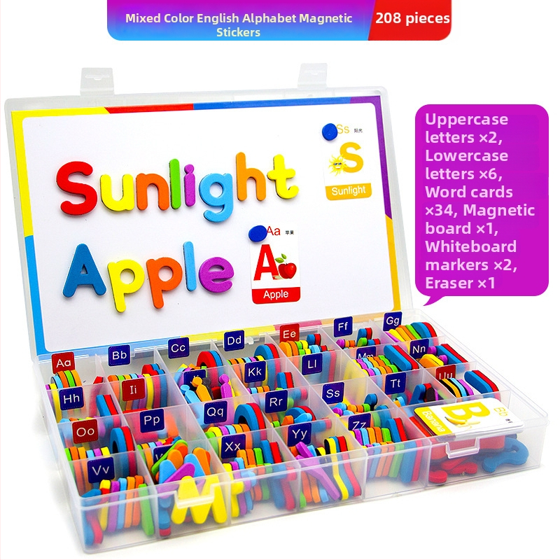 Magneetiline inglise tähestiku komplekt varajaks hariduseks – magnetilised tähed inglise foneetika jaoks, vanus 4–6 aastat, bränd Magnetic Hui Duck