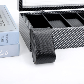 Kutija za izlaganje mehaničkih sati s karbonskim kožnim premazom, stolna, velika kapaciteta, organizator nakita