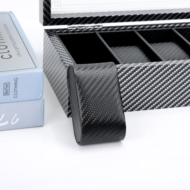 Kutija za izlaganje mehaničkih sati s karbonskim kožnim premazom, stolna, velika kapaciteta, organizator nakita