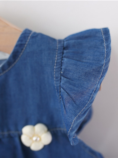 Koreai stílusú nyári ujjatlan hercegnőruha lányoknak, 95% pamut