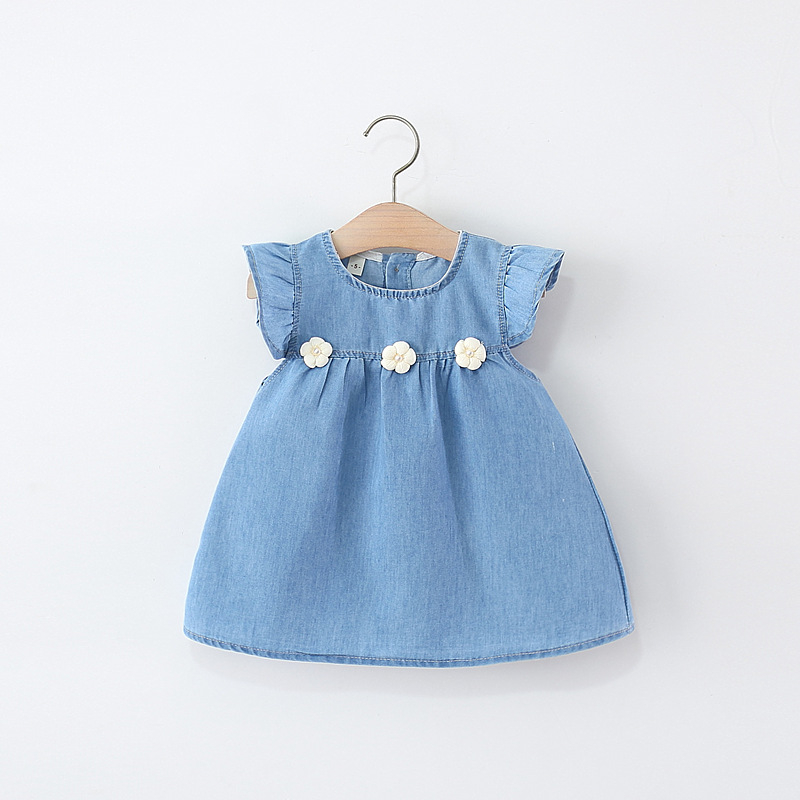 Koreai stílusú nyári ujjatlan hercegnőruha lányoknak, 95% pamut