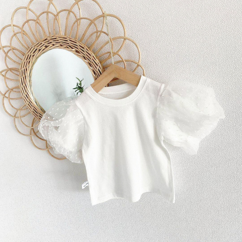 Lányoknak koreai stílusú denim pántos ruha masnival és puffos ujjakkal, 90% pamut