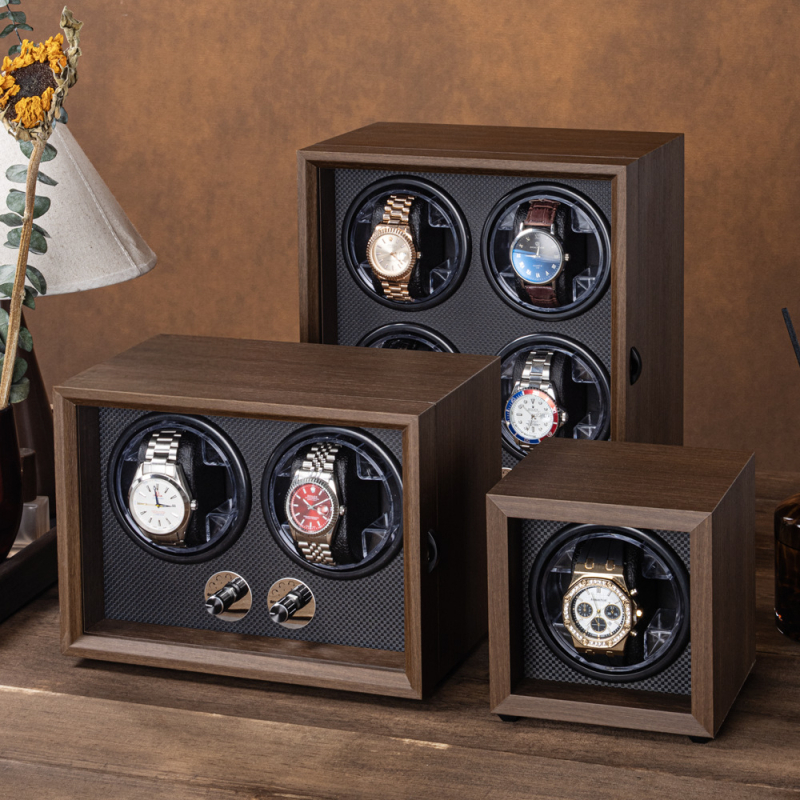 Навивател за часовници от орехово дърво, механичен с множество секции, електрически, модел 5HHTM, слоеста изработка