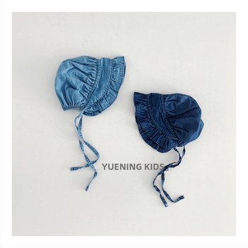 Kūdikių džinsų kepurė su dideliu krašteliu, kupolinė krona, saulės apsauga