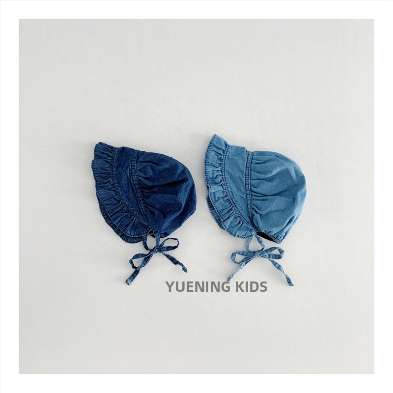Kūdikių džinsų kepurė su dideliu krašteliu, kupolinė krona, saulės apsauga