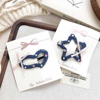 Korejskog stila vintage ukosnica za kosu s mašnicom, kristalima, srcima i zvjezdicama – ručna izrada BB klips