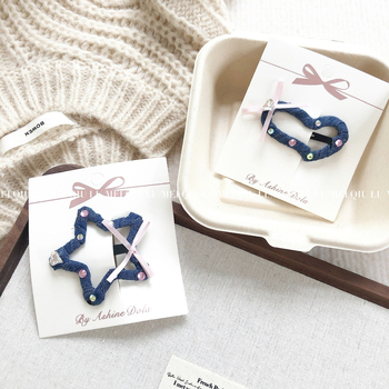 Korejskog stila vintage ukosnica za kosu s mašnicom, kristalima, srcima i zvjezdicama – ručna izrada BB klips