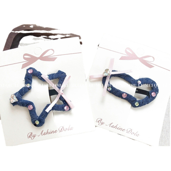 Korejskog stila vintage ukosnica za kosu s mašnicom, kristalima, srcima i zvjezdicama – ručna izrada BB klips