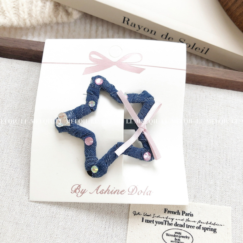 Korejskog stila vintage ukosnica za kosu s mašnicom, kristalima, srcima i zvjezdicama – ručna izrada BB klips