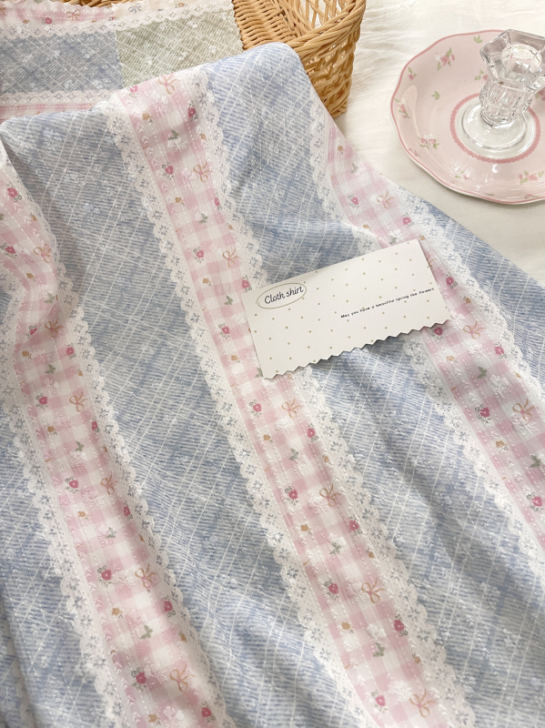 Тъкани за бебешки и детски дрехи — 75% бамбукови влакна, 25% памук — тисната дантела, пачворк и офсетен печат (за покривка за маса)