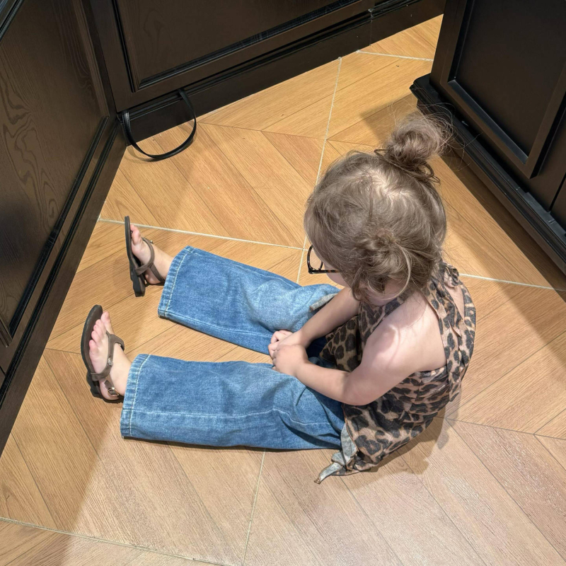 Детска рокля за момичета с леопардов принт, без презрамки и без гръб, памучна смес 90%, асиметрично дъно, за възраст 3-8 години, корейски стил, лято 2025