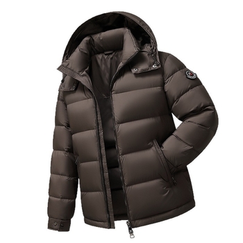 Muška jakna od perja s kapuljom, stojećim ovratnikom, debela; sadržaj perja 86–90%, punjenje 149–192 g, 700 punjenje