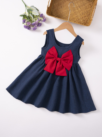 Lányoknak szóló nyári ruha keresztezett hátsóval, ujjatlan, A-vonalú, 100% poliészter, 2026 nyara