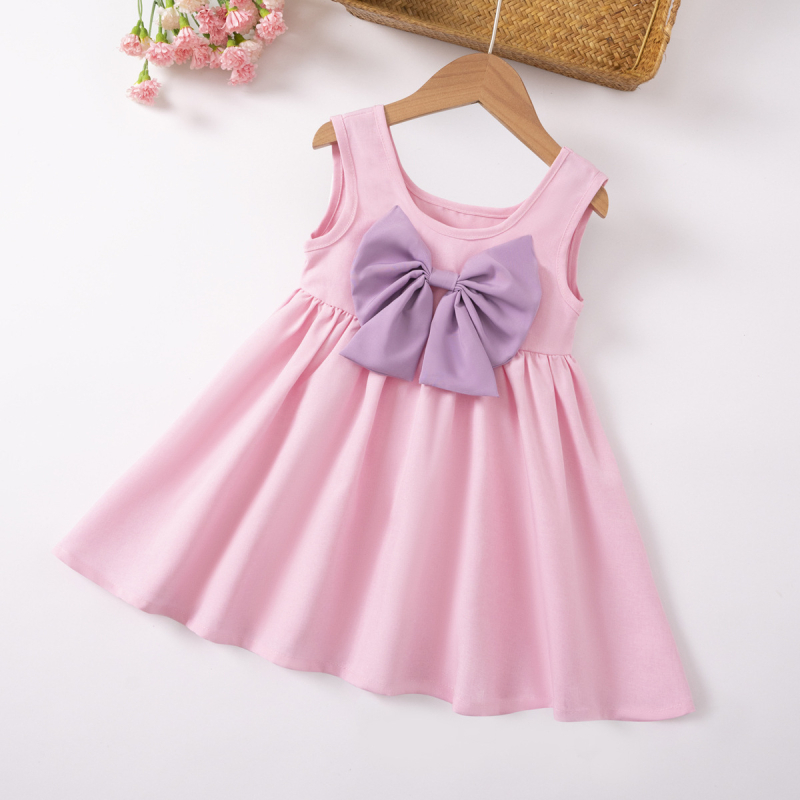 Lányoknak szóló nyári ruha keresztezett hátsóval, ujjatlan, A-vonalú, 100% poliészter, 2026 nyara