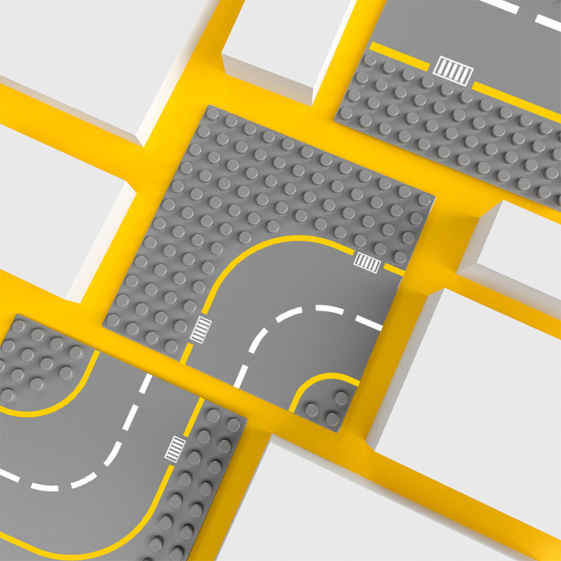 Βάση δρόμου για μπλοκ κατασκευών, συμβατή με LEGO μεγάλα τουβλάκια, μοντέλα 905–907, Wange, ABS πλαστικό