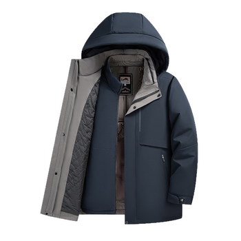 Muška jakna od guščjeg perja s kapuljom i odvojivom podstavom, otporna na vjetar i toplina, punjenje 700, 86–90% guščjeg perja