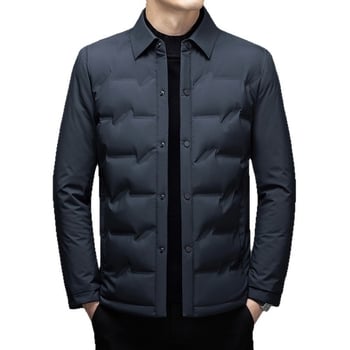 Muška lagana down jakna s reverom, punjenje bijelim gusjim perjem 86–90%, gustoća 650, zatvarač, zimski osnovni stil, podstava poliester