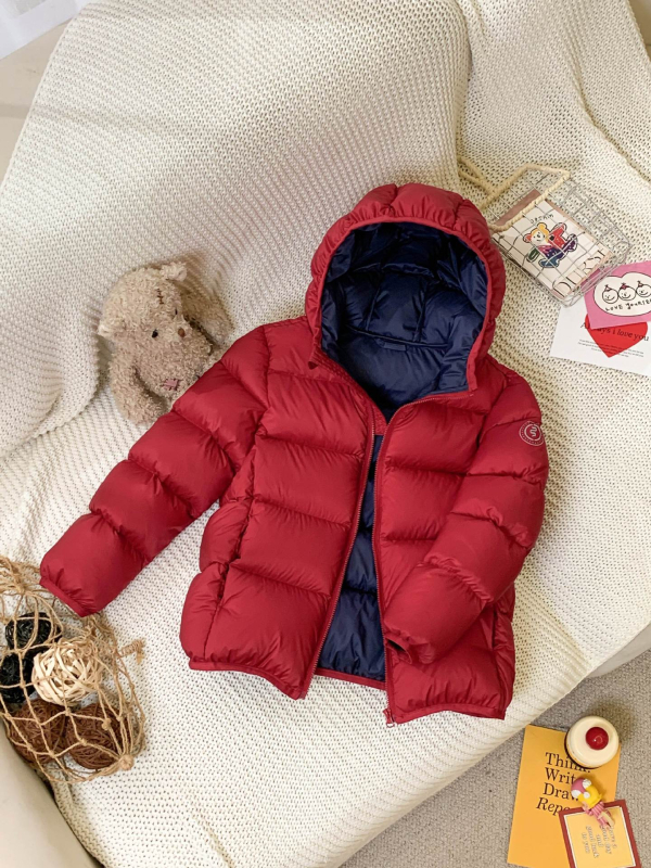 Bērnu kapucēta pūku jaka, bieza ziemas versija, balta zoss spalvas 86–90%, korejiešu stils, rāvējslēdzējs