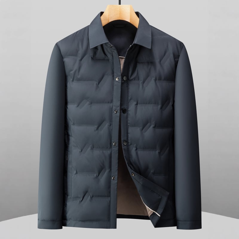 Muška jakna s kapuljom od puhova perja, jednostruko zatvaranje, zimska kolekcija 2025, sadržaj perja 86–90%, punjenje 56–72 g