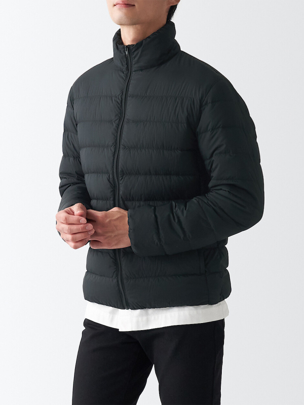 Muška lagana down jakna sa stojećim ovratnikom, zip, vanjski najlon, bijeli patka down punjenje 550, zimska sezona