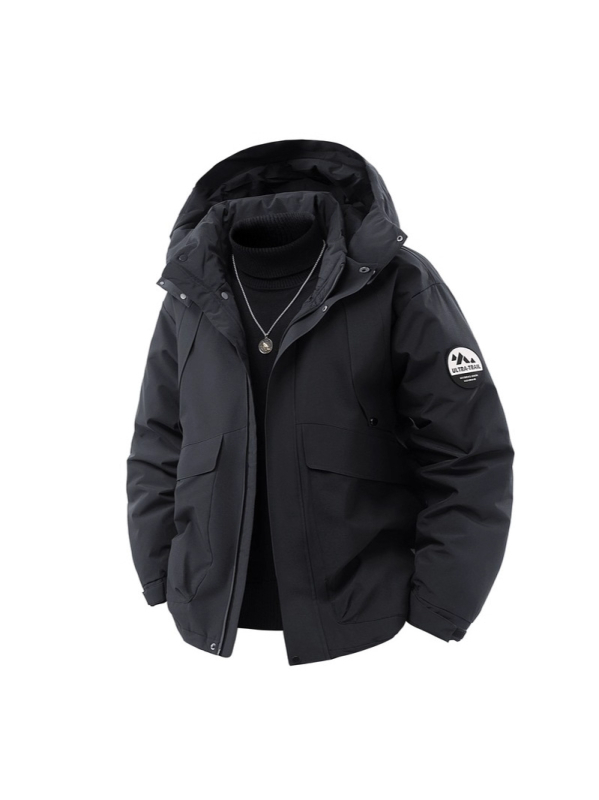Zimska jakna s kapuljom, unisex, casual stil, s velikim džepovima