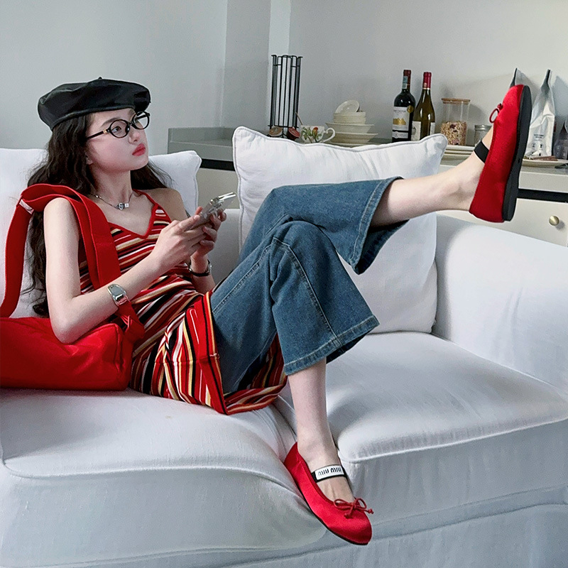 Koreai stílusú gyerekruha pántokkal, csíkos mintával, hátsó rész nyitott, Ice Silk anyag, A-vonalú szabás, 8+ éveseknek, nyár