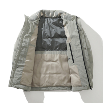 Muška down jakna s stojećim ovratnikom, zatvaračem, debela; 86-90% perja, 90-120 g punila