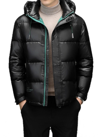 Muška zimna jakna s kapuljom, 200 g punila od perja, 86–90% udjela perja, vanjski materijal najlon, vjetrovita, debeli kroj, stojeći ovratnik