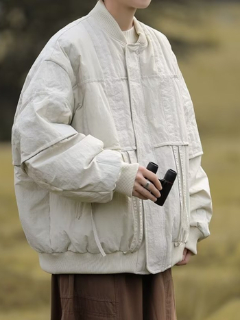 Hong Kong stil ležerno krojena pamučna jakna s poliesterom, zatvaračem, bez ovratnika