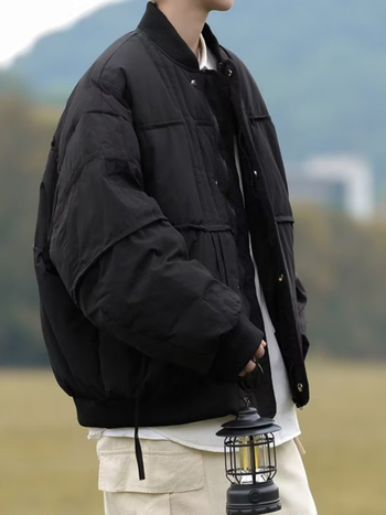 Hong Kong stil ležerno krojena pamučna jakna s poliesterom, zatvaračem, bez ovratnika