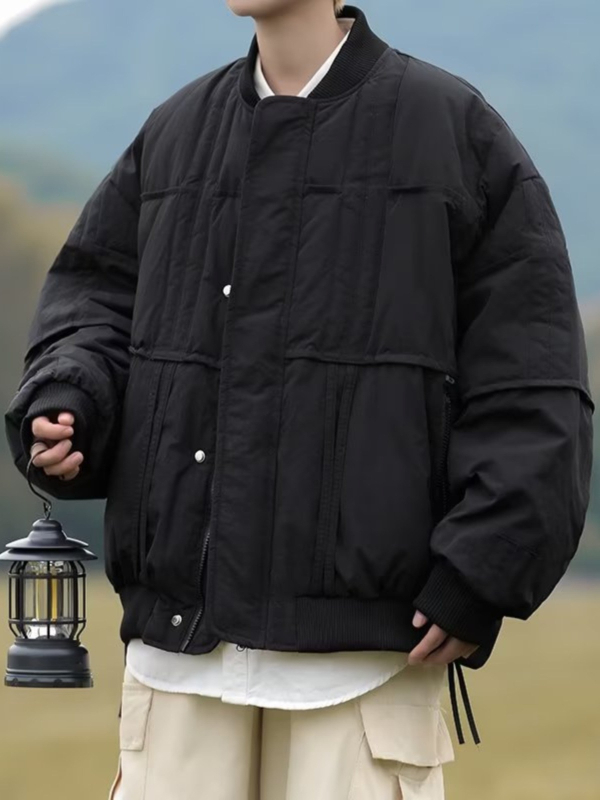 Hong Kong stil ležerno krojena pamučna jakna s poliesterom, zatvaračem, bez ovratnika