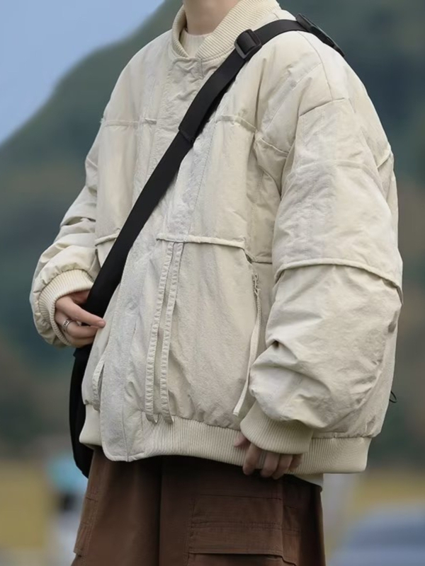 Hong Kong stil ležerno krojena pamučna jakna s poliesterom, zatvaračem, bez ovratnika