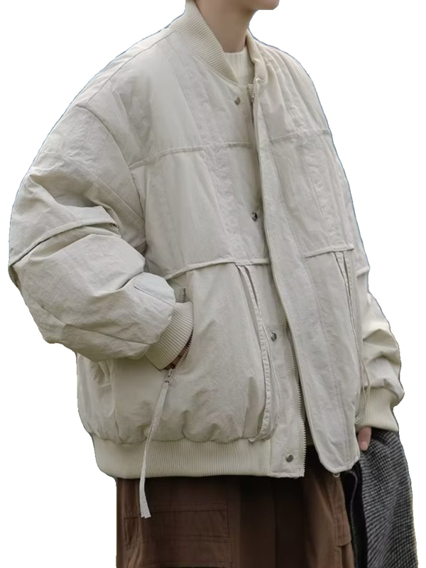 Hong Kong stil ležerno krojena pamučna jakna s poliesterom, zatvaračem, bez ovratnika