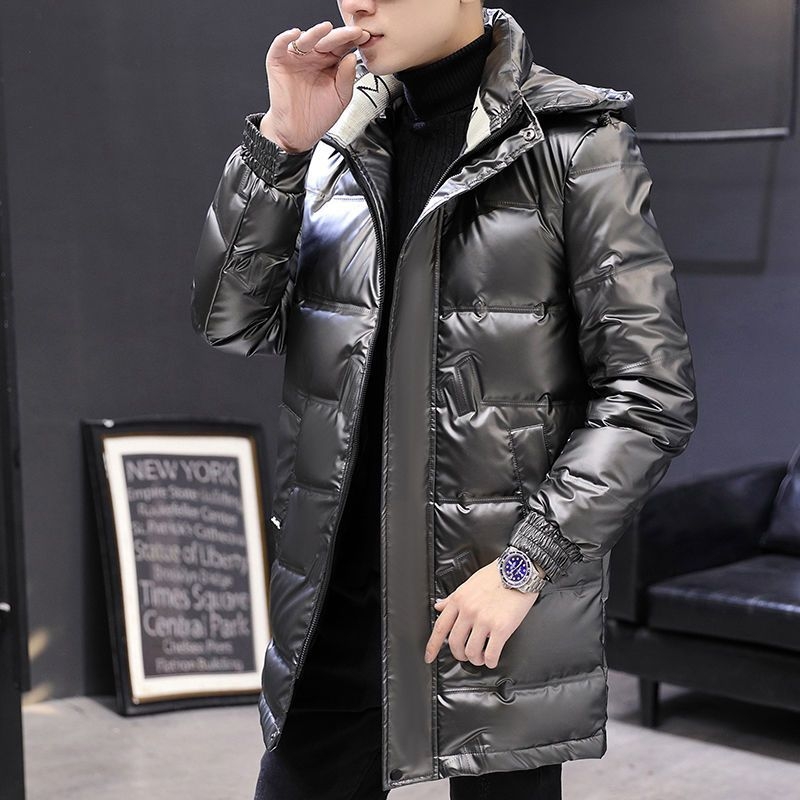 Geacă de iarnă cu glugă pentru bărbați, lungă, impermeabilă și rezistentă la murdărie, 100% puf alb de rață, volum puf 550, protecție frig -5°C până la 0°C