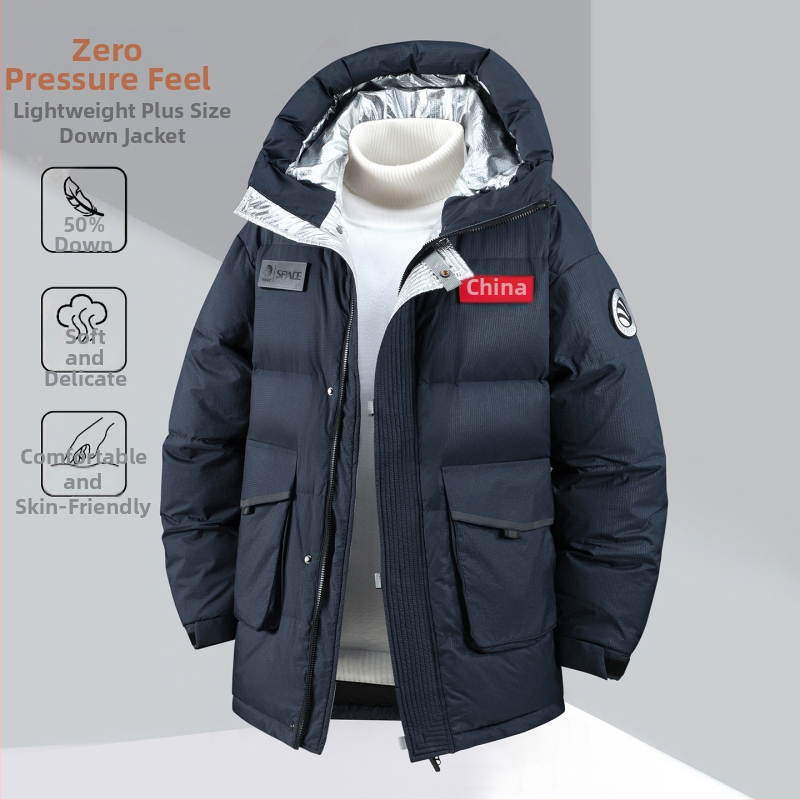 Jakna s bijelim patinim perjem, vodootporna, iznimno hladna zaštita (-30°C do -15°C), dugačka, kapuljača, zatvarač, punjenje 600