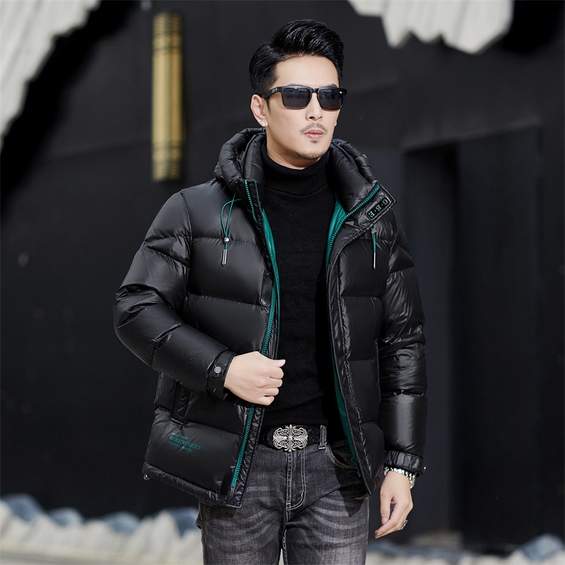 Muška zimska jakna s perjem od pačice, debela izolacija, otpornost na vjetar, stojeći ovratnik, zip, pogodna za hladnoću (-20°C do -5°C)