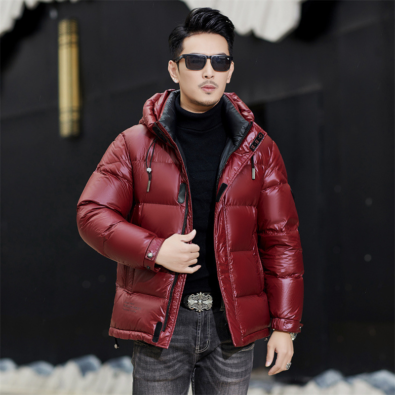 Muška zimska jakna s perjem od pačice, debela izolacija, otpornost na vjetar, stojeći ovratnik, zip, pogodna za hladnoću (-20°C do -5°C)